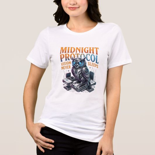 Midnight Protocol Visie Slaapt Nooit Cybernetisch Tri-Blend Shirt (Voorkant)