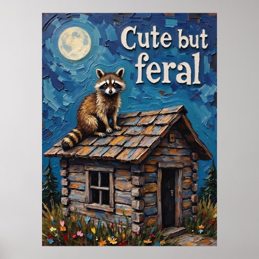 Midnight Prowler: Wasbeer in het maanlicht Poster (Voorkant)