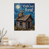 Midnight Prowler: Wasbeer in het maanlicht Poster (Keuken)