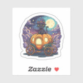 Midnight Pumpkin Ride - Magical Cat Carriage Sticker (Vel)