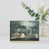 Midnight Race op de Mississippi, 1875 Briefkaart (Staand voorkant)