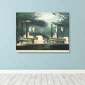 Midnight Race op de Mississippi, 1875 Canvas Afdruk (Insitu (Houten vloer))