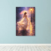 Midnight Rain: Impasto Style Canvas Afdruk (Insitu (Houten vloer))