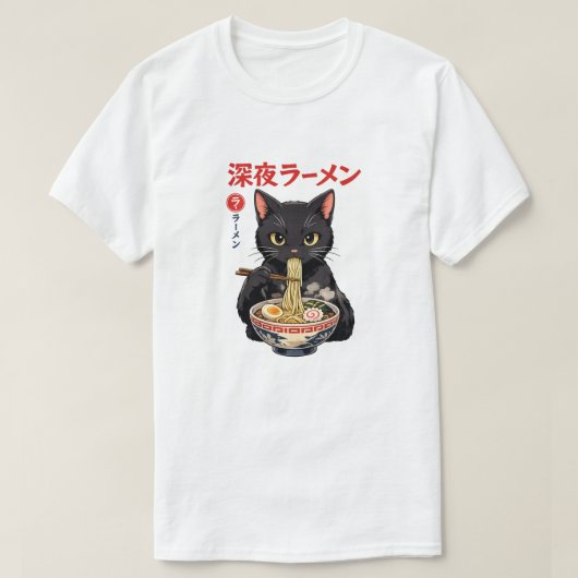 Midnight Ramen Cat T-shirt (Design voorkant)