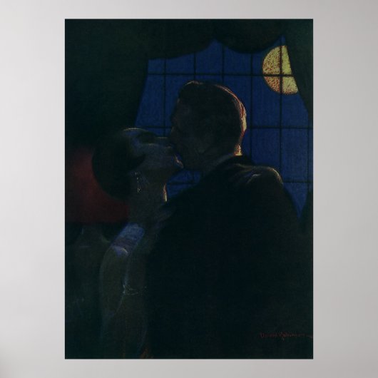 Midnight Rendezvous, Lovers by the Full Moon Poster (Voorkant)