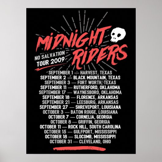 Midnight Riders No Salvation Tour Poster (Voorkant)