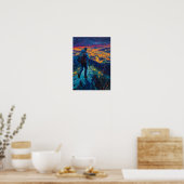 Midnight Ridge Boven de Stadlichten Poster (Keuken)