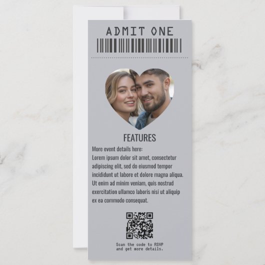 Midnight Riot Rock ’n’ Roll Wedding Ticket Kaart (Achterkant)