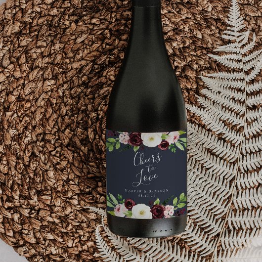 Midnight Romance "Proost op Liefde" Bruiloft Wijn Etiket