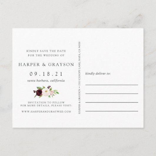 Midnight Romance Save the Date Aankondigingskaart (Achterkant)