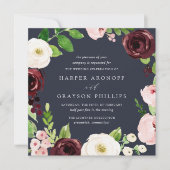 Midnight Romance Square Huwelijksuitnodiging Kaart (Voorkant)