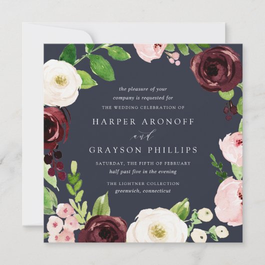Midnight Romance Square Huwelijksuitnodiging Kaart (Voorkant)