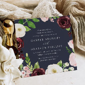 Midnight Romance Square Huwelijksuitnodiging Kaart