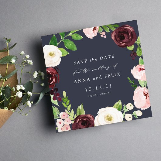 Midnight Romance Square Save the Date Kaart