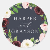 Midnight Romance Wreath Wedding Ronde Sticker (Voorkant)