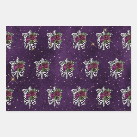 Midnight Romantic Gothic Witch en Rozen Inpakpapier Vel (Voorkant 2)