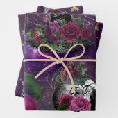 Midnight Romantic Gothic Witch en Rozen Inpakpapier Vel (In situ)