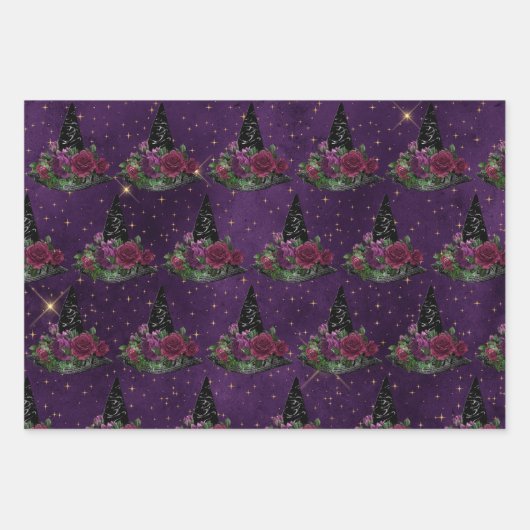 Midnight Romantic Gothic Witch en Rozen Inpakpapier Vel (Voorkant 2)