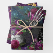Midnight Romantic Gothic Witch en Rozen Inpakpapier Vel (In situ)
