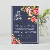 Midnight Romantische Floral Islamitische Moslim Br Kaart (Staand voorkant)