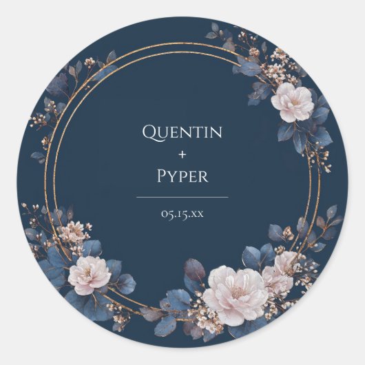 Midnight Roos Krans Wedding Sticker (Voorkant)