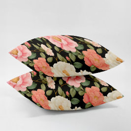 Midnight Roos Whispers Zwart Roze Vintage Kussensloop