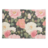 Midnight Roos Whispers Zwart Roze Vintage Kussensloop (Achterkant-Links)