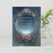 Midnight Rose Celestial Ethereal Orb Wedding Kaart (Staand voorkant)
