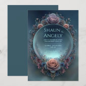 Midnight Rose Celestial Ethereal Orb Wedding Kaart (Voorkant / Achterkant)