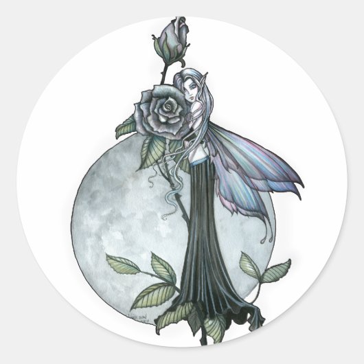 Midnight Rose Feeënstickers Ronde Sticker (Voorkant)