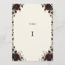 Midnight Rose Gotische Bloem Bruiloft Tafel Nummer