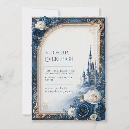 Midnight Rose Storybook Kasteel Uitnodiging Bruilo (Voorkant)