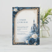 Midnight Rose Storybook Kasteel Uitnodiging Bruilo (Staand voorkant)