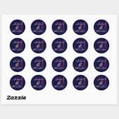 MIDNIGHT ROZE ZILVER Monogram Bruiloft Sticker (Vel)
