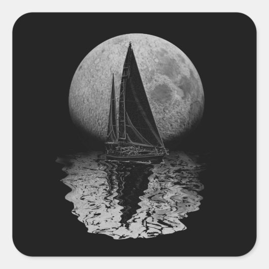 Midnight Sailing Vierkante Sticker (Voorkant)