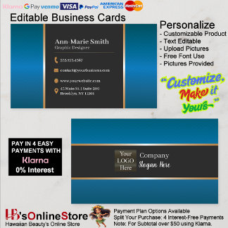 Midnight Sapphire & Brushed Gold Obsidian Business Visitekaartje