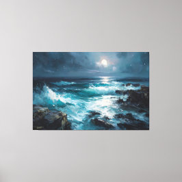 Midnight Serenade: Lunar Tide Canvas Afdruk
