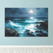 Midnight Serenade: Lunar Tide Canvas Afdruk (Insitu (Houten vloer))