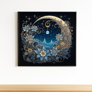 Midnight Serenity: een hemelse bloei Poster