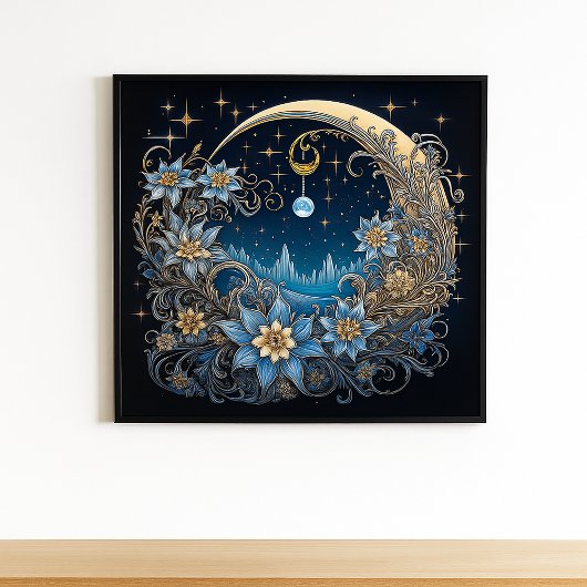 Midnight Serenity: een hemelse bloei Poster