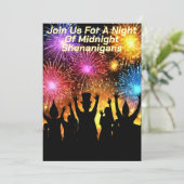 Midnight Shenanigans New Year’s Eve Party Kaart (Staand voorkant)
