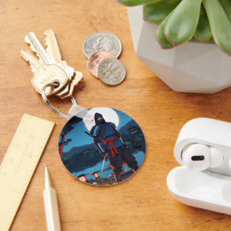 Midnight Shinobi: Maanlicht Ninja Silhouette Premi Sleutelhanger