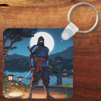Midnight Shinobi: Maanlicht Ninja Silhouette Premi Sleutelhanger