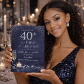 Midnight Silver 40th Glow Uitnodiging
