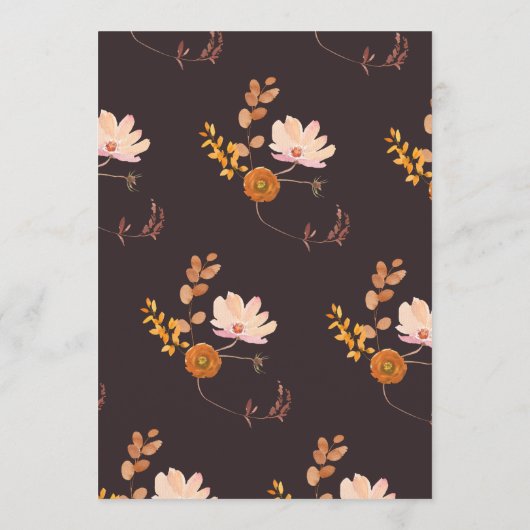 Midnight Sinaasappel Botanical Waterverf Wedding Kaart (Achterkant)