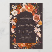 Midnight Sinaasappel Botanical Waterverf Wedding Kaart (Voorkant)