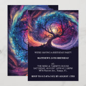 Midnight Skies Verjaardagsfeestuitnodigingen Kaart (Voorkant / Achterkant)