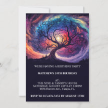 Midnight Skies Verjaardagsfeestuitnodigingen