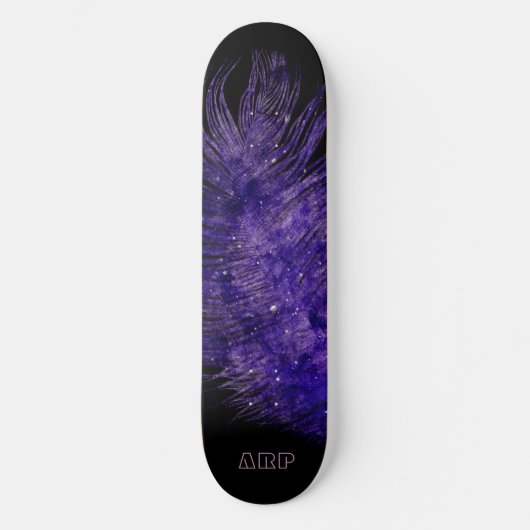 *~* Midnight Sky Boho Kosmische Veer Paarse Persoonlijk Skateboard (Voorkant)