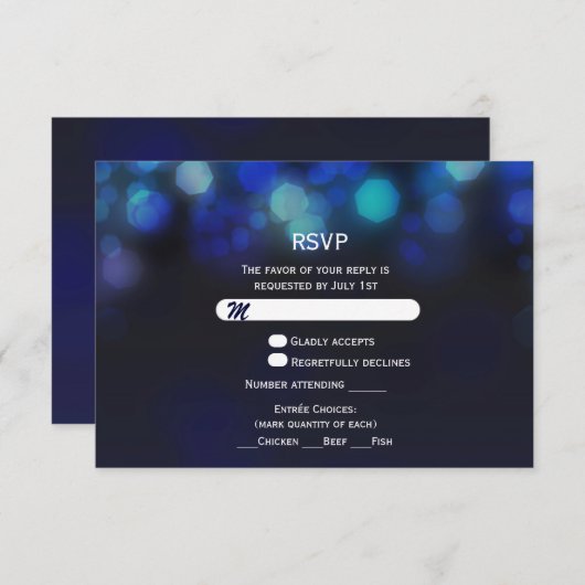 Midnight Sky Bokeh Lights RSVP Bruiloft Kaart invo (Voorkant / Achterkant)